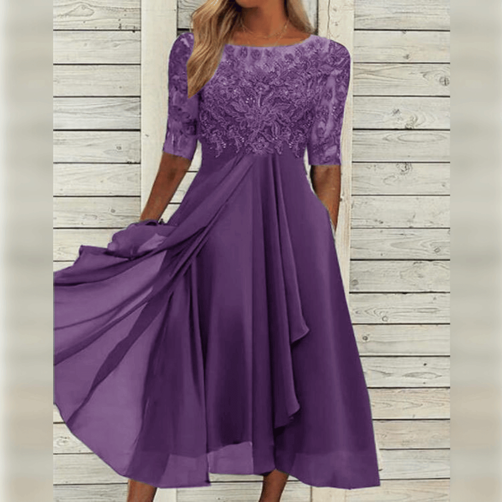 Sophie | Lace Chiffon Occasion Midi Dress