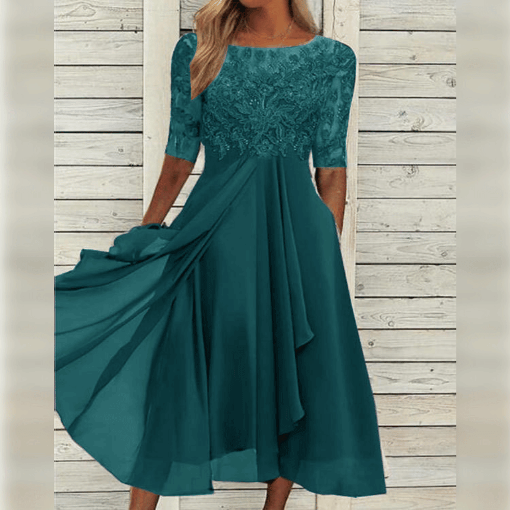 Sophie | Lace Chiffon Occasion Midi Dress