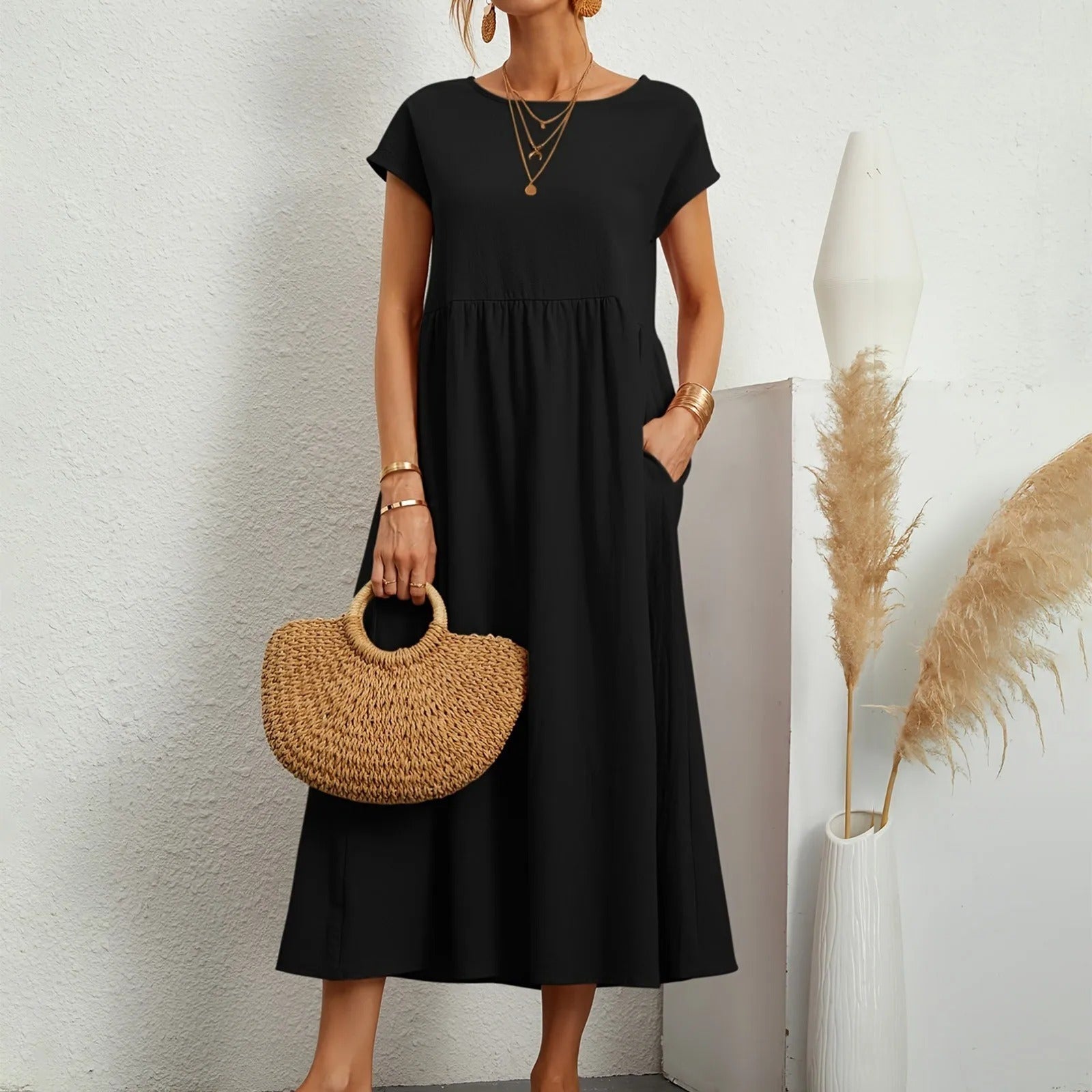 Eleanor | Elegant Midi Dress with Soft Draping