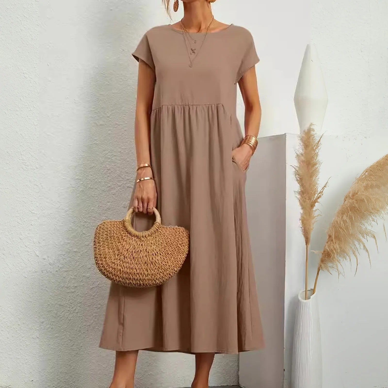 Eleanor | Elegant Midi Dress with Soft Draping
