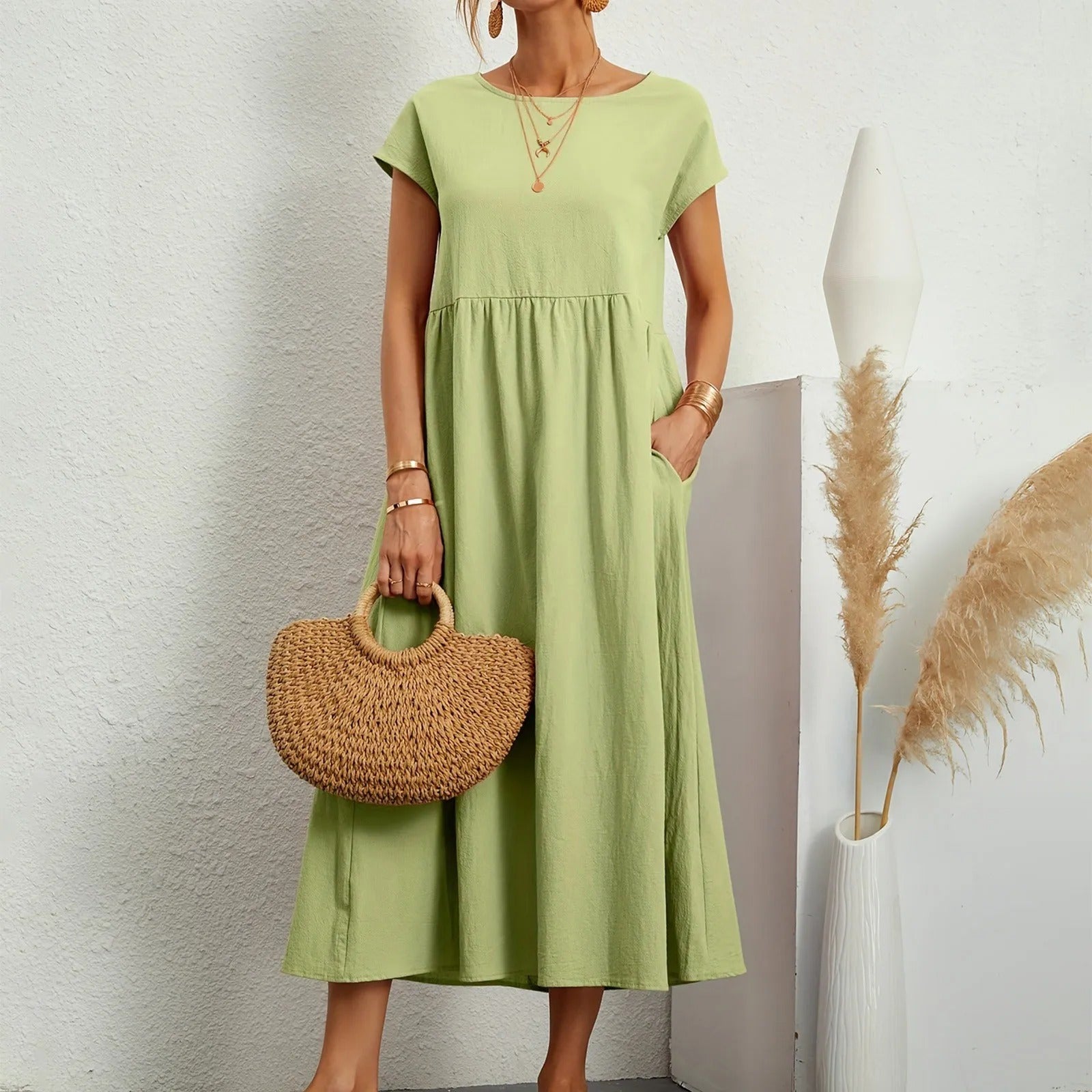 Eleanor | Elegant Midi Dress with Soft Draping