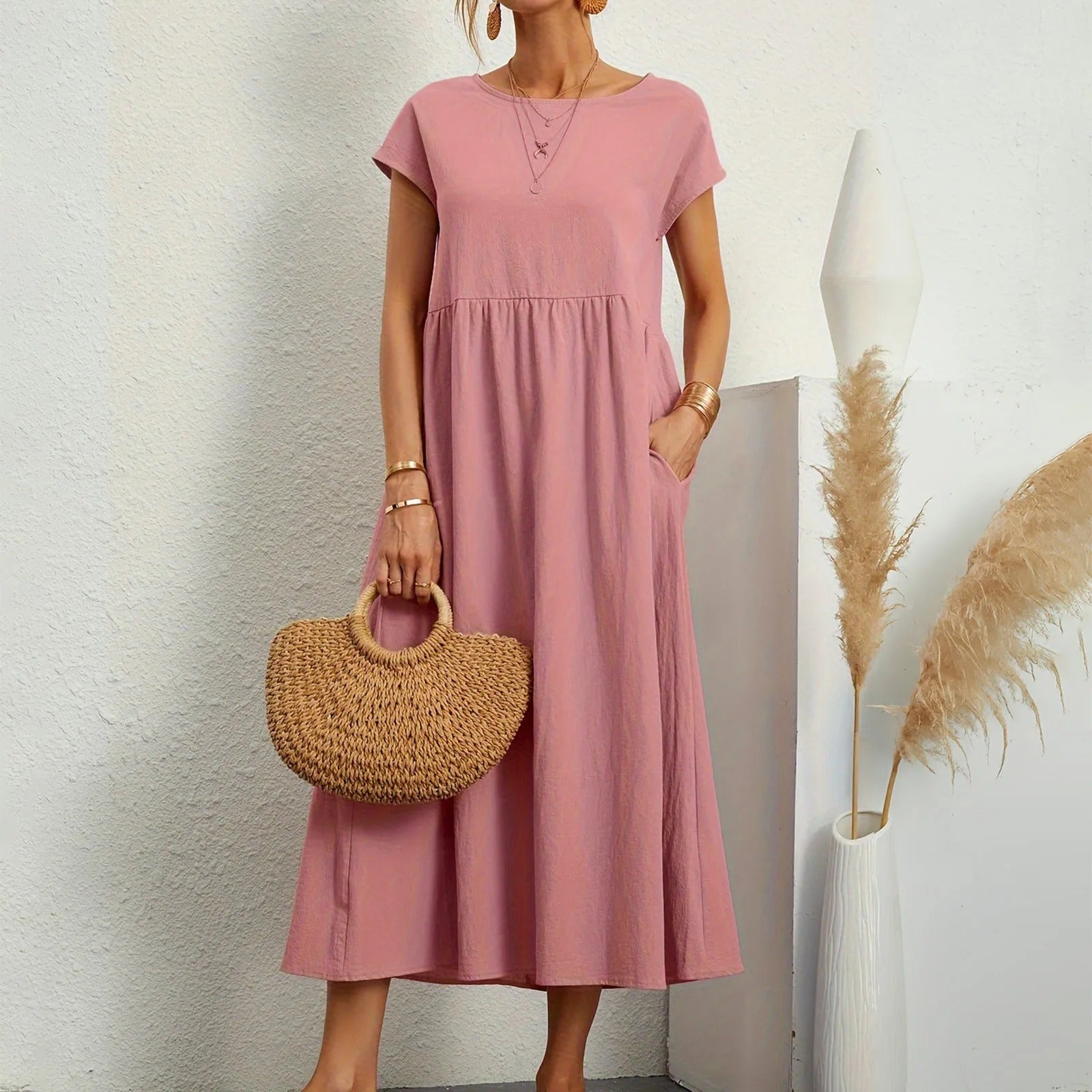 Eleanor | Elegant Midi Dress with Soft Draping